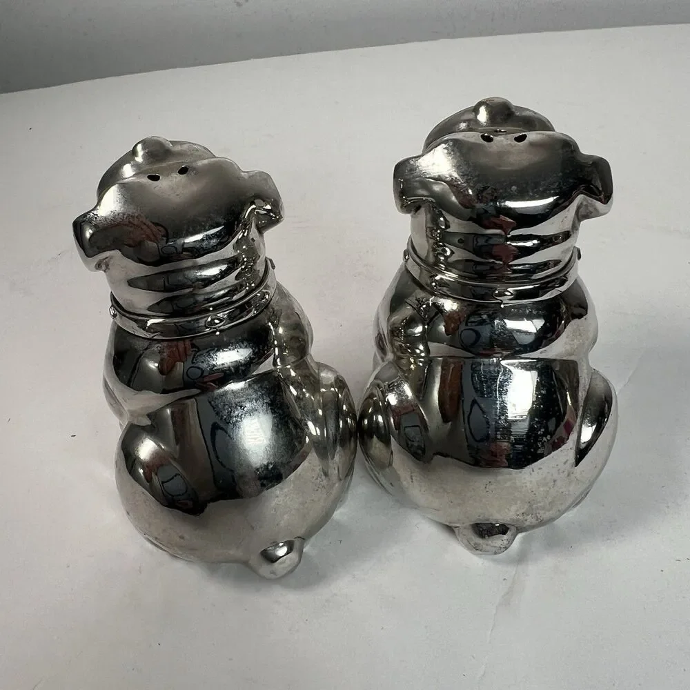 Pottery Barn Bulldog Salt & Pepper Shakers unused original box